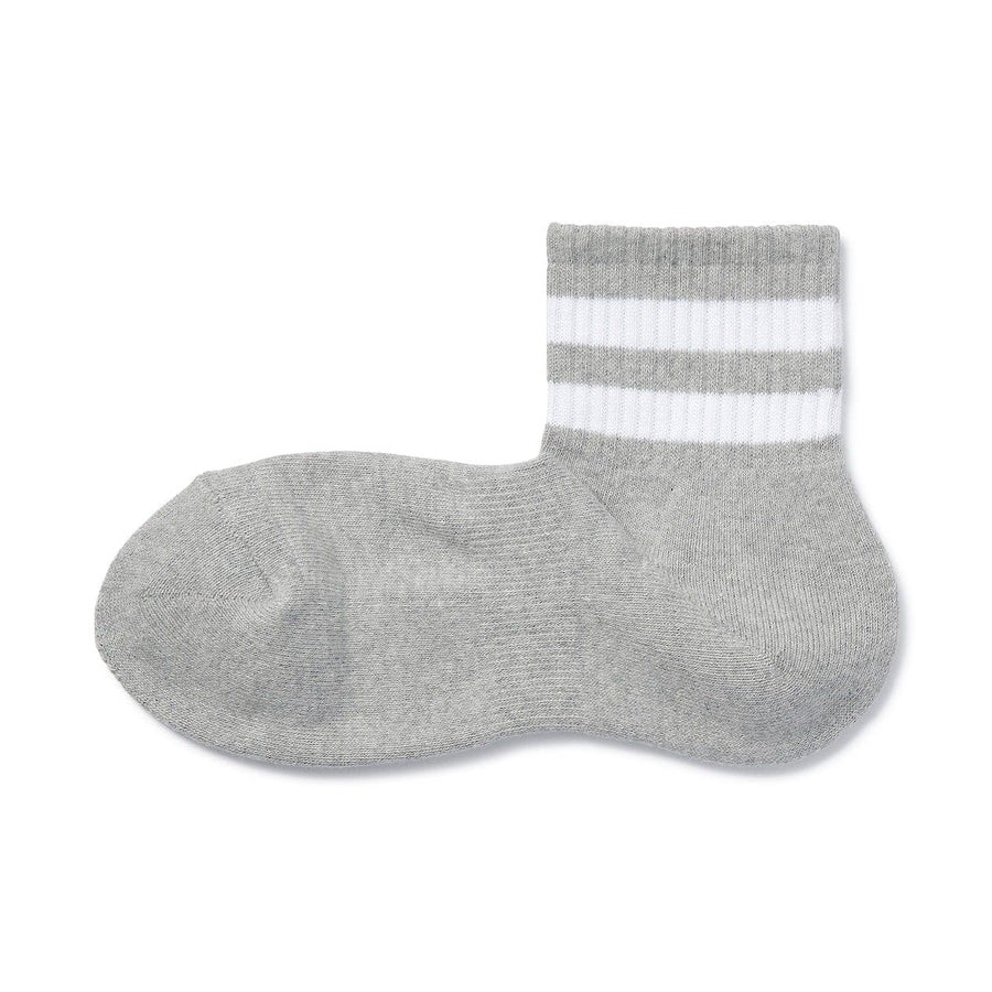 Right Angle Pile Short Socks(Line)23-25cm Grey stripe