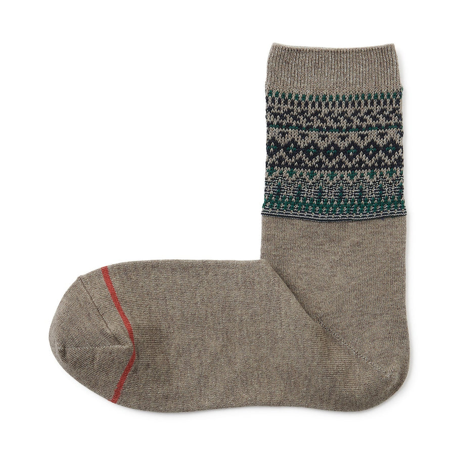 Right angle warm material pattern socks(Thin)D gray p21-23cm