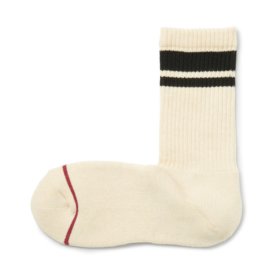 Right angle warm material pile socks(Line)Ivory s21-23cm