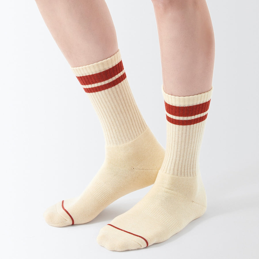 Right angle warm material socks(Thick)Brown pattern25-27cm