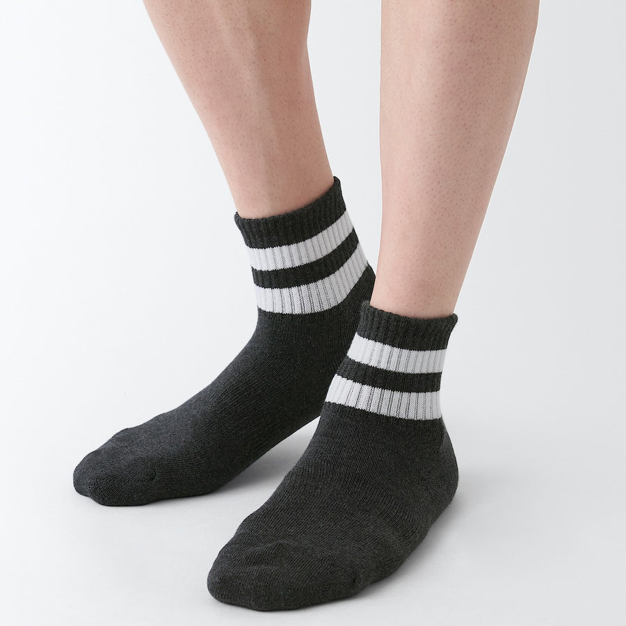 Right Angle Pile Short Socks(Line)23-25cm Grey stripe