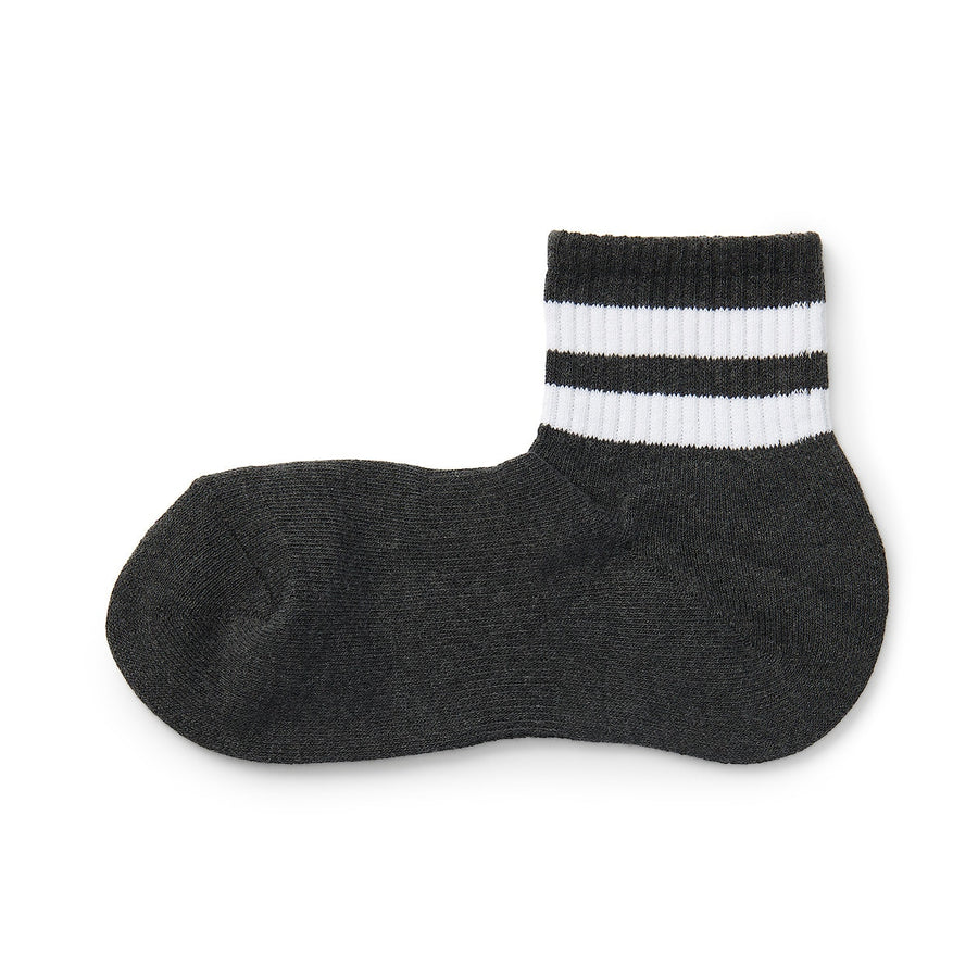 Right Angle Pile Short Socks(Line)23-25cm Grey stripe