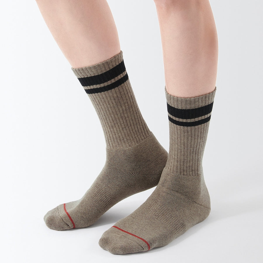 Right angle warm material socks(Thick)Brown pattern25-27cm