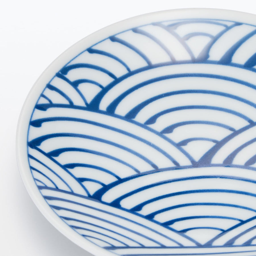 Hasami Ware Small Plate - Wave Large pattern Approx. dia. 10 cm