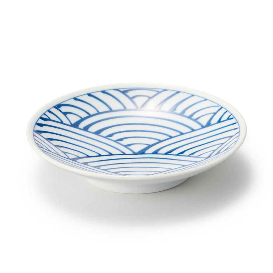 Hasami Ware Small Plate - Wave Large pattern Approx. dia. 10 cm