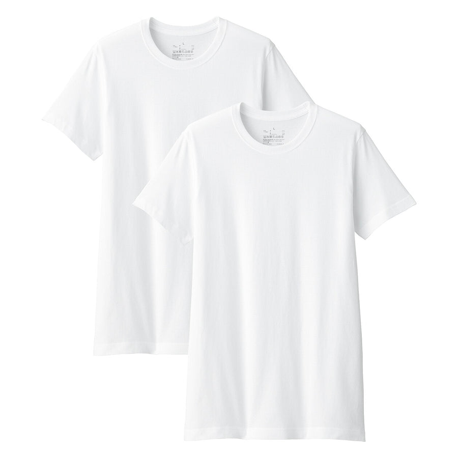 M's Side seamless cotton crew neck T-shirt 2pcsWhiteXS