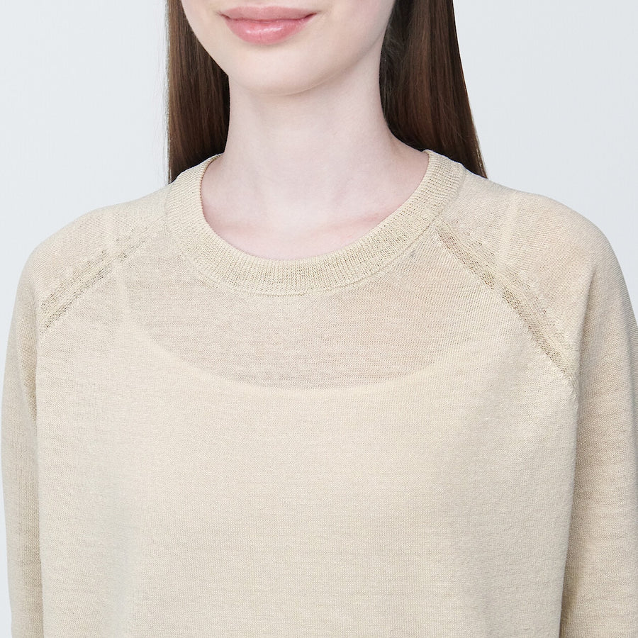 Women's Hemp blend Crew neck Half-sleeve sweaterBlackXS