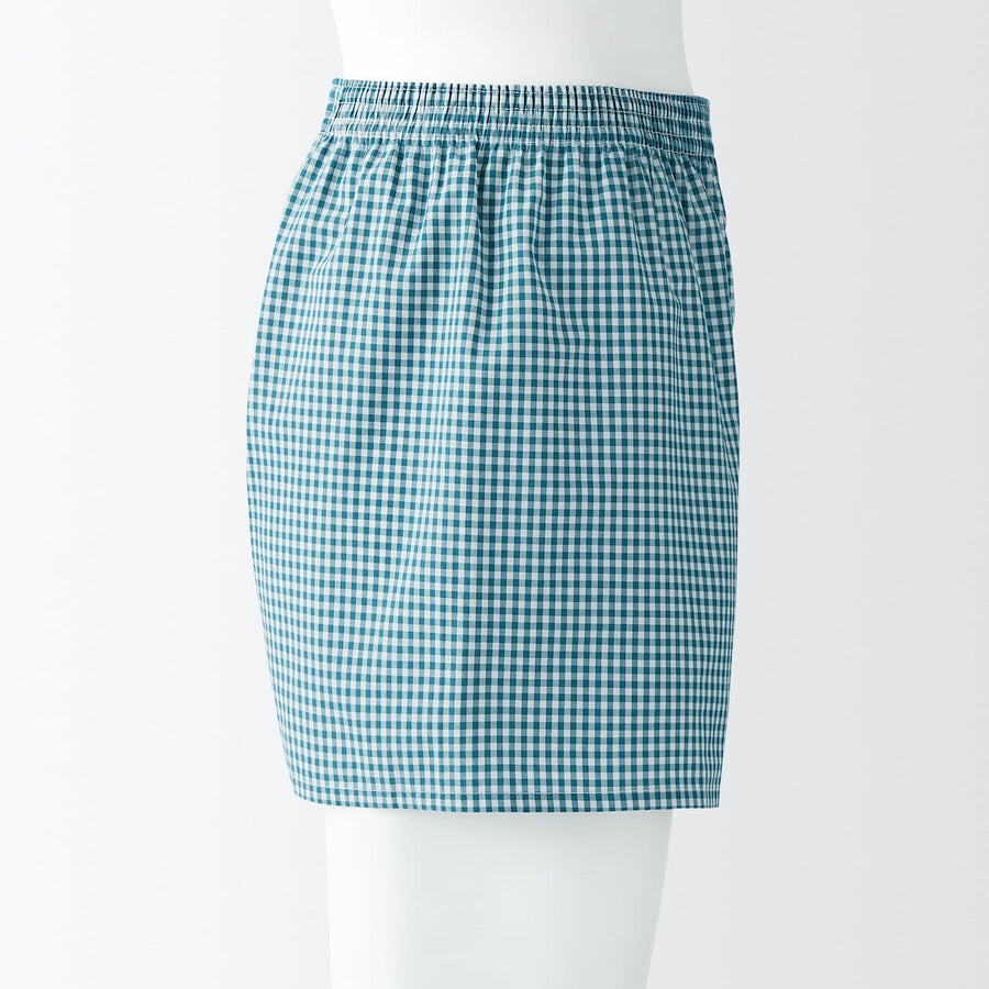 M's Broadcloth front open trunks Green checkXS