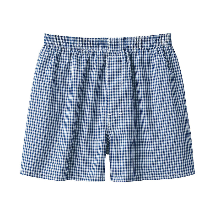 M's Broadcloth front open trunks Green checkXS