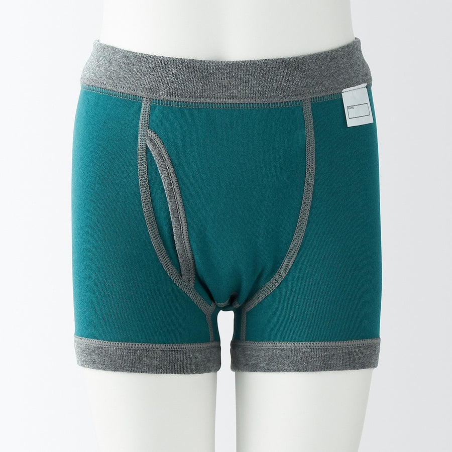 K's Rib knit Front open boxer briefsKIDS110 Dark green