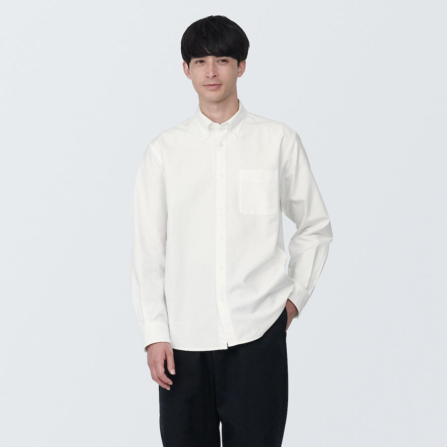 M's Washed oxford button down L/S shirtWhiteXS