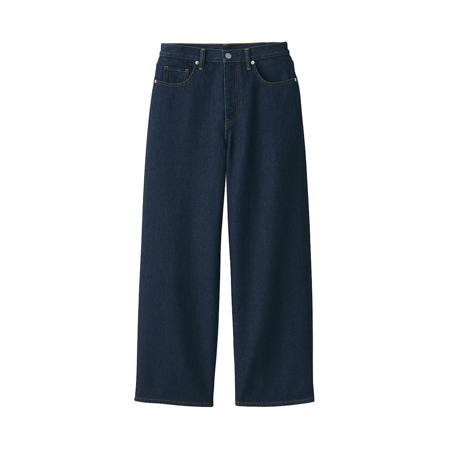 W's Denim Wide Baggy pants Inseam 75cm Dark navy21inch