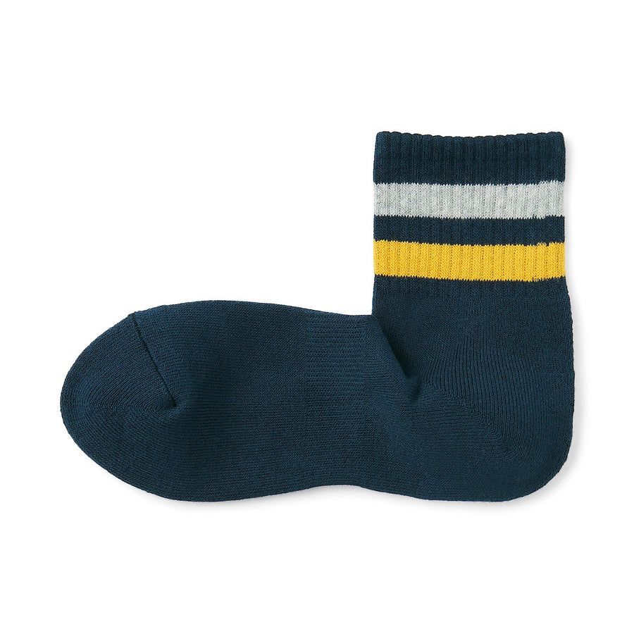 Men's right Angle Pile Short Socks(Line)White Stripe23-25cm