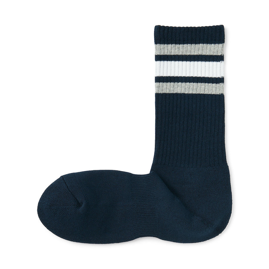 Men's right Angle Pile socks(Line)White pattern23-25cm