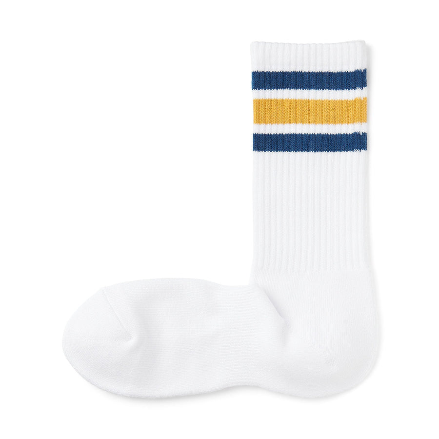 Men's right Angle Pile socks(Line)White pattern23-25cm