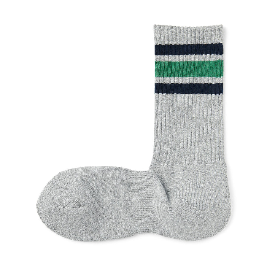 Men's right Angle Pile socks(Line)White pattern23-25cm