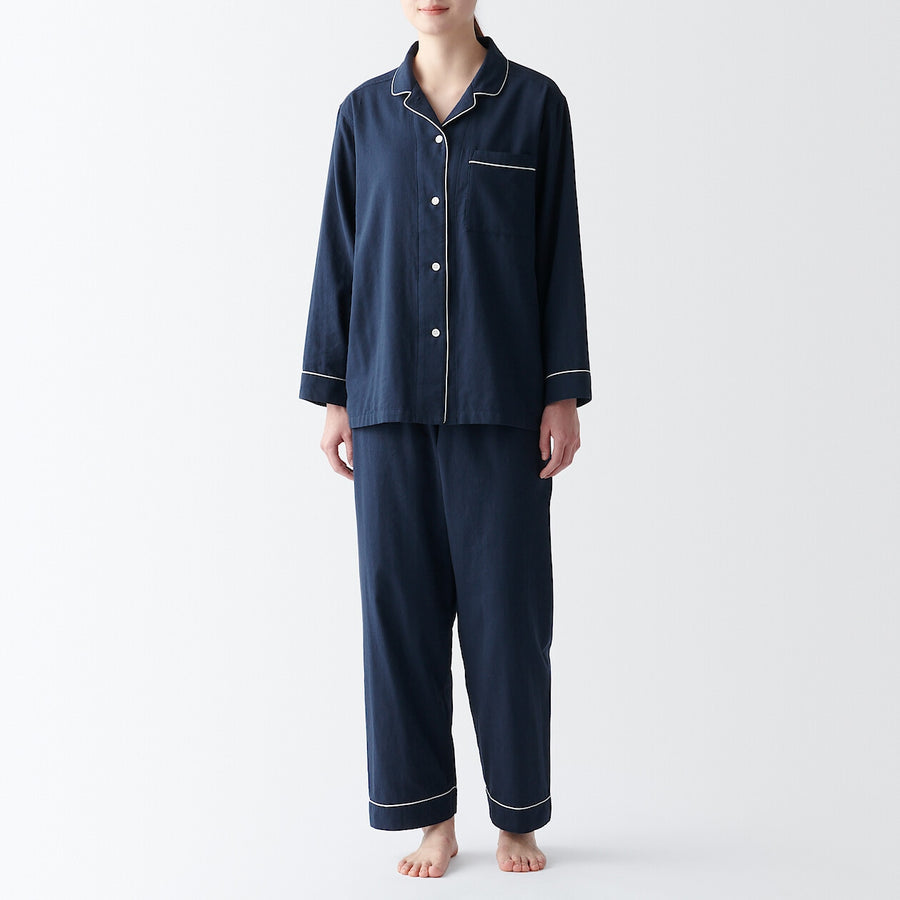 W's Side seamless double gauze L/S Pajamas (piping)Off whtXS