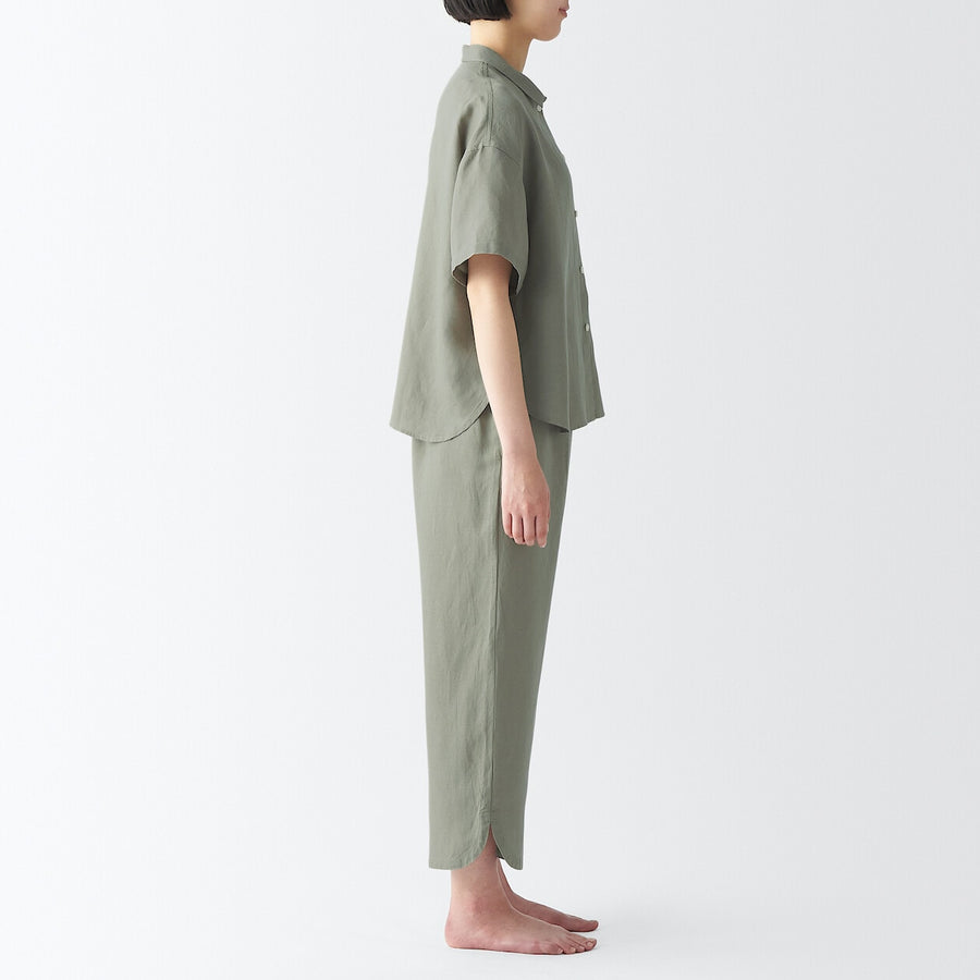 W's Lyocell linen S/S pajamas 3/4 length pantsLt beigeXS