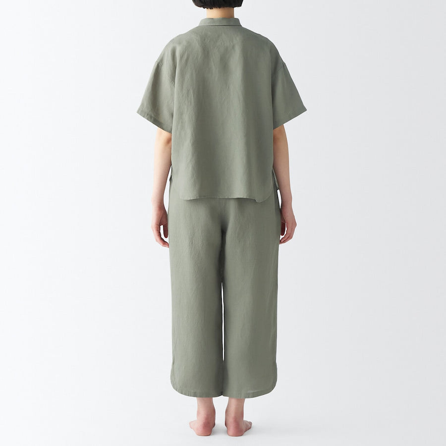 W's Lyocell linen S/S pajamas 3/4 length pantsLt beigeXS