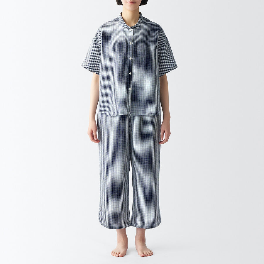 W's Lyocell linen S/S pajamas 3/4 length pantsLt beigeXS