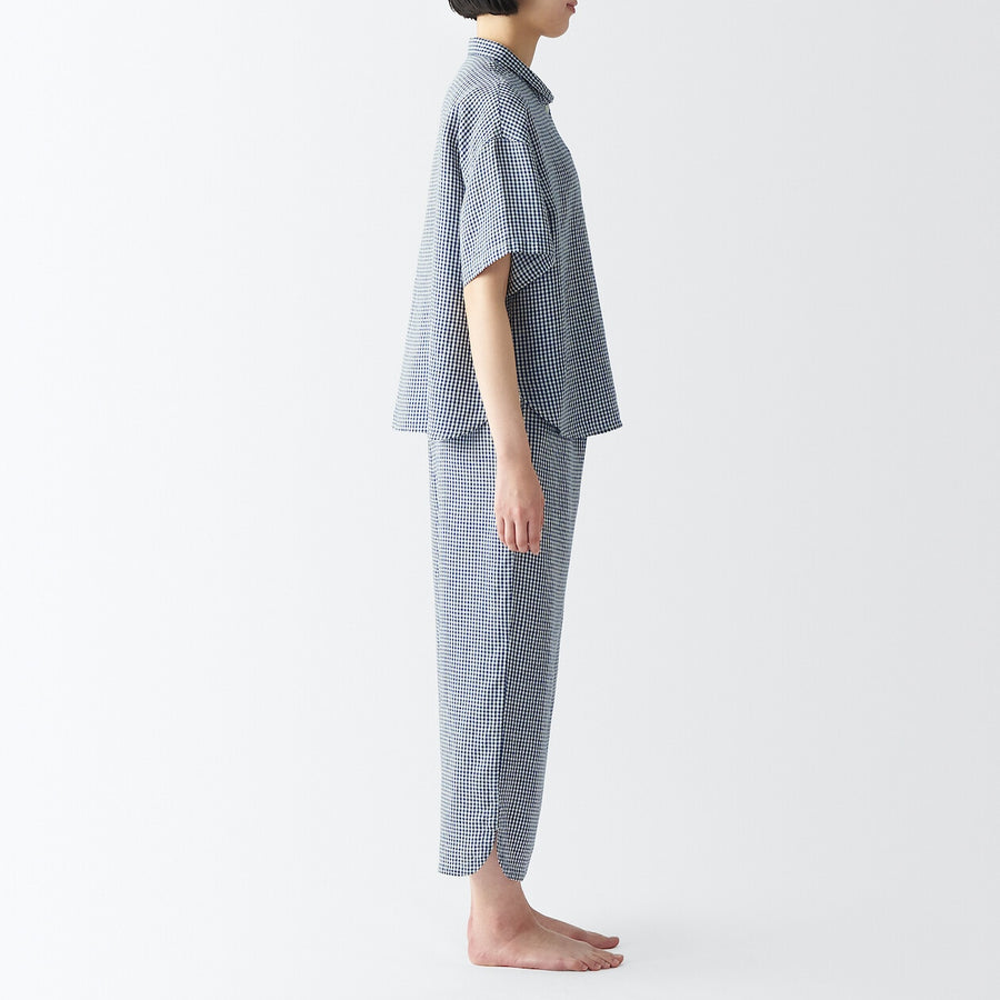 W's Lyocell linen S/S pajamas 3/4 length pantsLt beigeXS