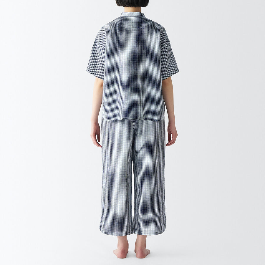 W's Lyocell linen S/S pajamas 3/4 length pantsLt beigeXS