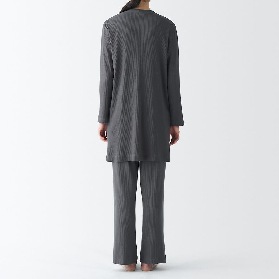 W's SMOOTH ribbed long cardigan Charcoal grayXS