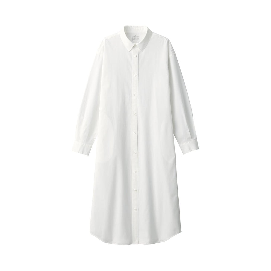 W's Washed broadcloth Regular collar L/S dressOff whiteXS