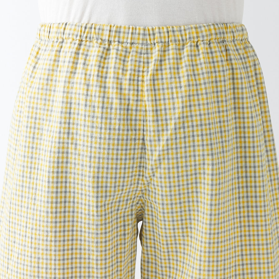 M's Side seamless sucker S/S pajamasYellow checkXS