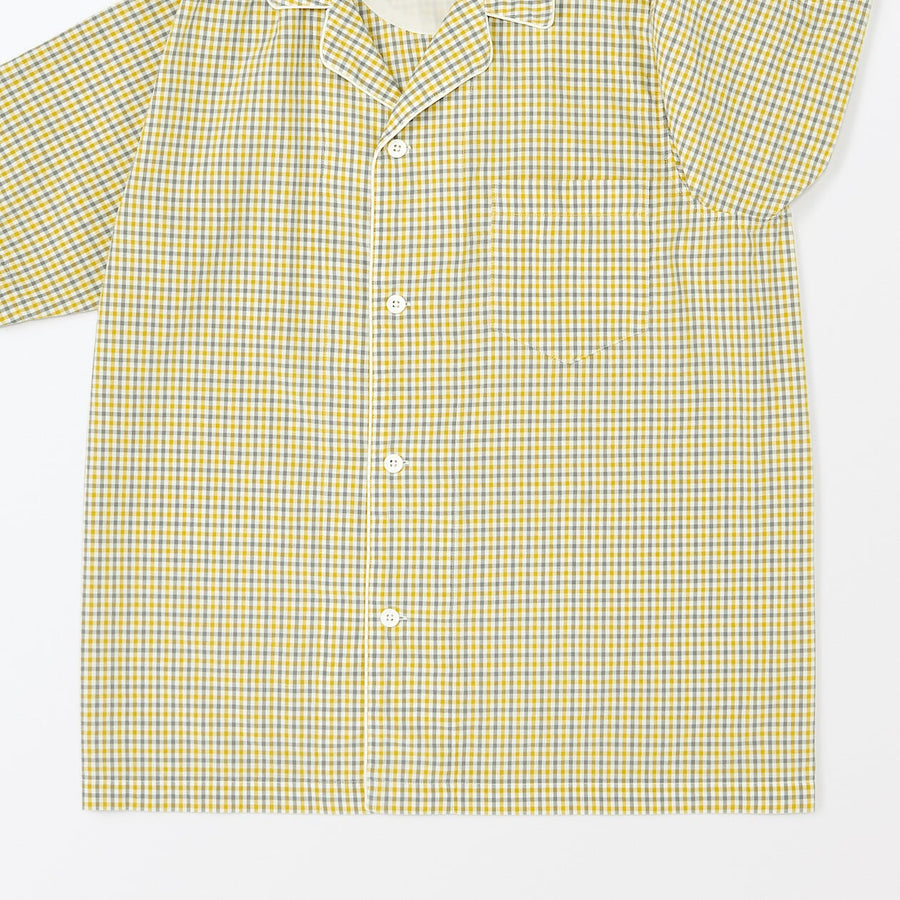 M's Side seamless sucker S/S pajamasYellow checkXS