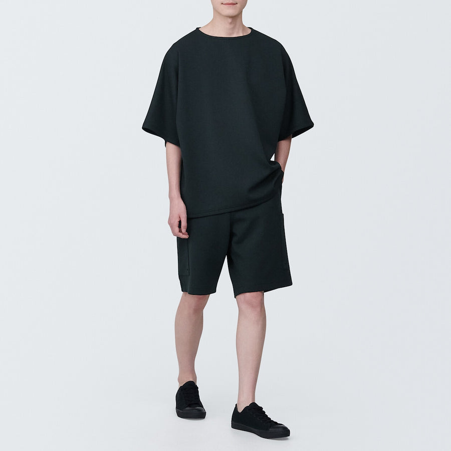 Water repellent double knitted cargo short pantsBlackXS