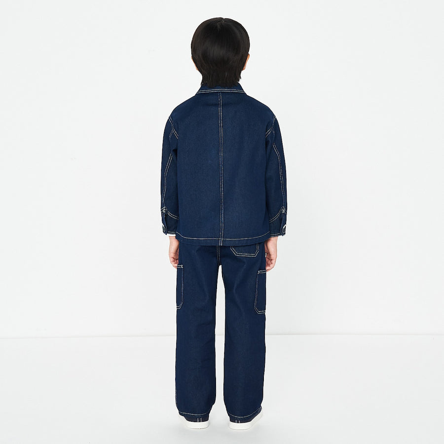 K's Cotton kapok denim jacketKIDS110 Dark navy