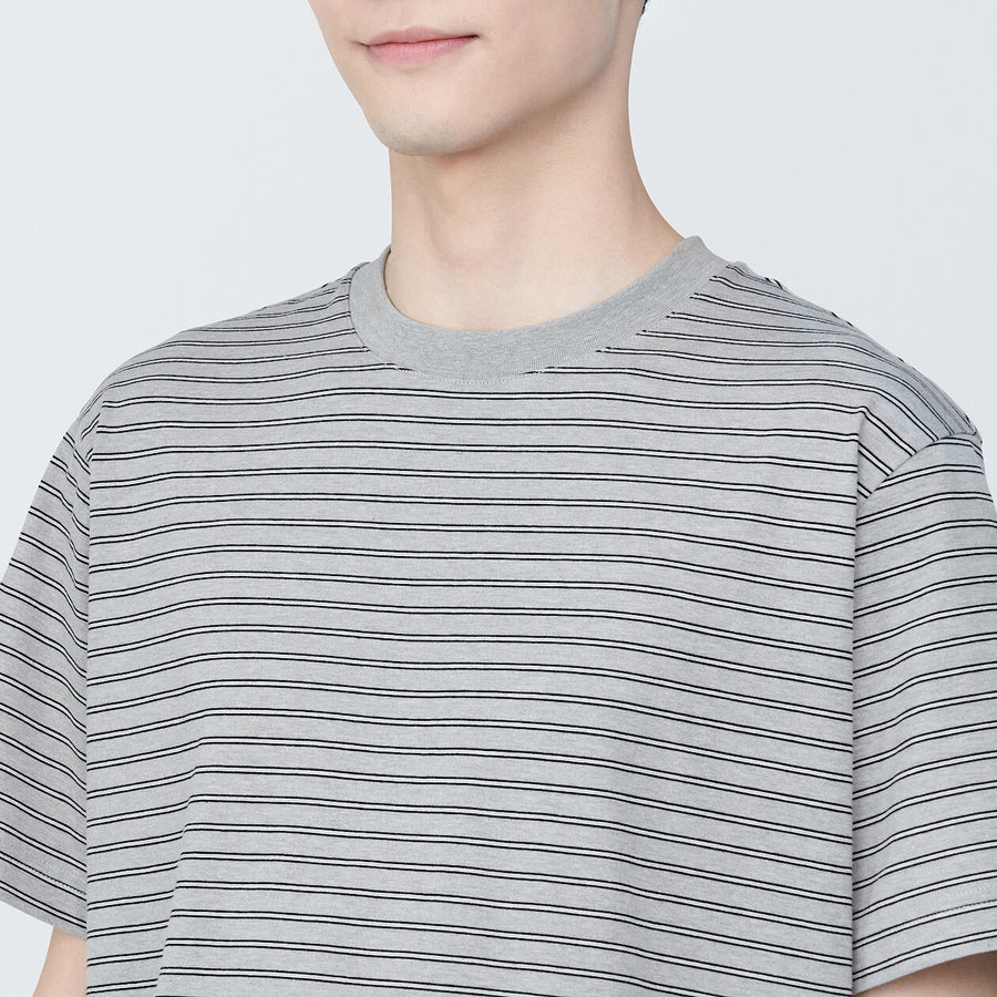 Men's Jersey striped crew neck S/S T-shirtGrey stripeXS