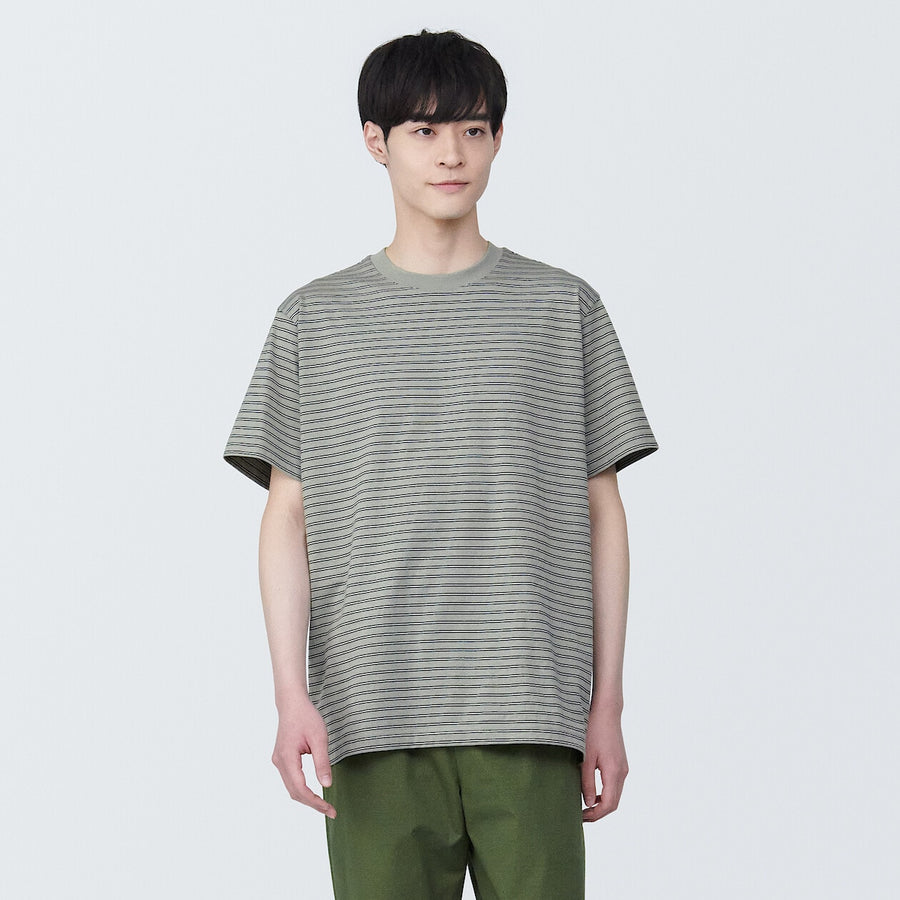 Men's Jersey striped crew neck S/S T-shirtGrey stripeXS