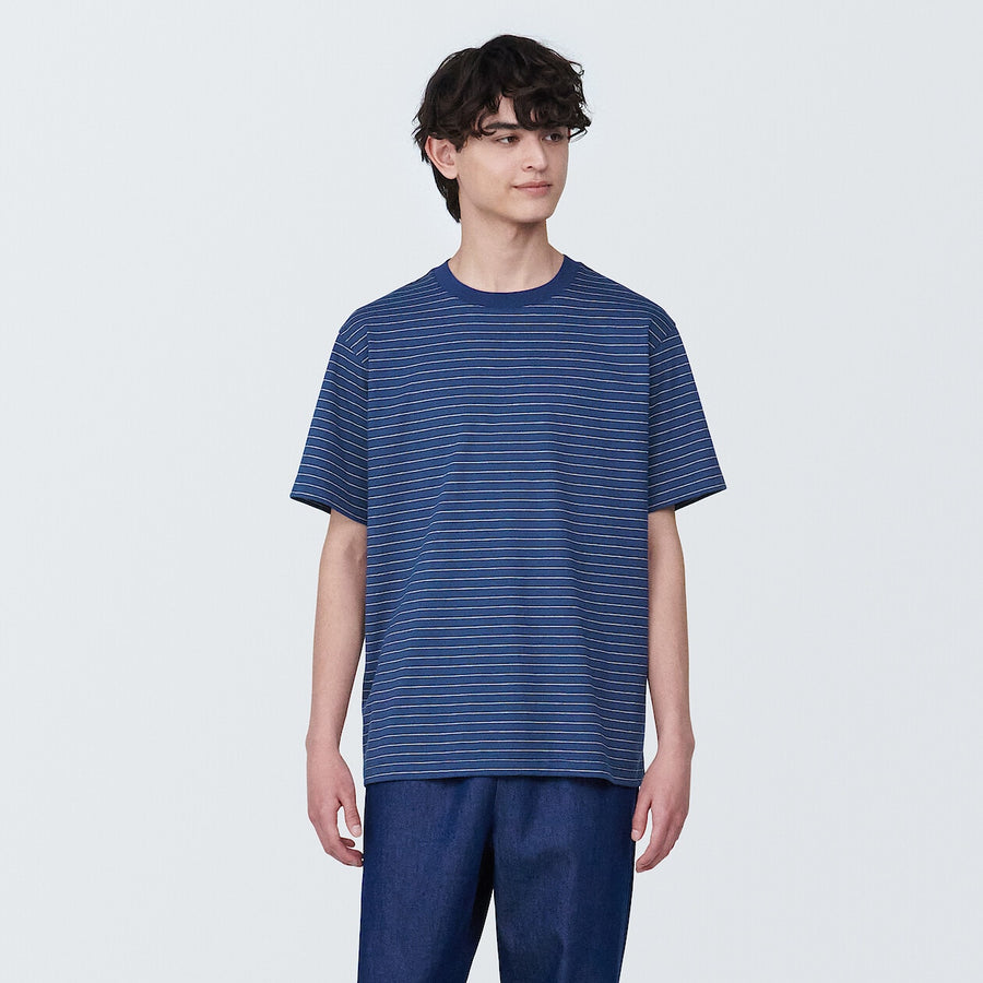 Men's Jersey striped crew neck S/S T-shirtGrey stripeXS