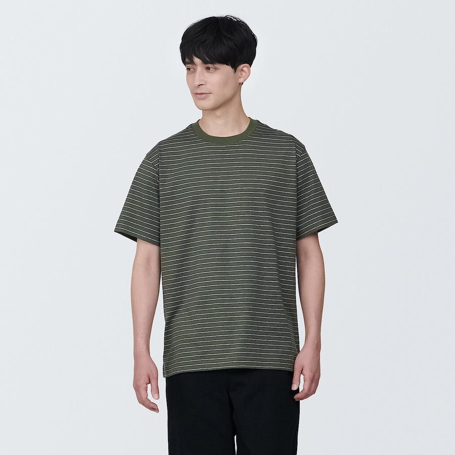 Men's Jersey striped crew neck S/S T-shirtGrey stripeXS