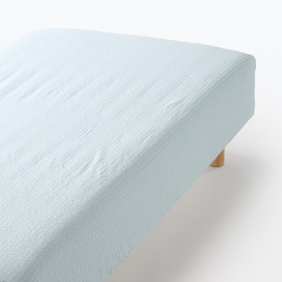 COTTON SEERSUCKER FITTED SHEET S