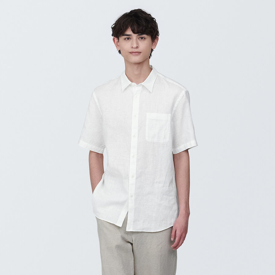 M's Linen washed S/S shirtWhiteXS