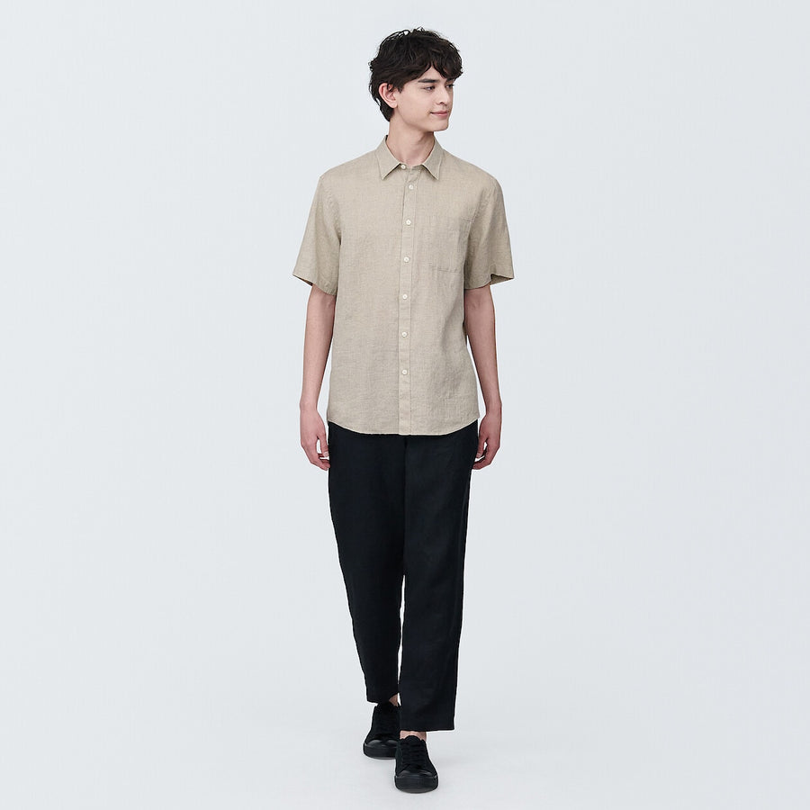 M's Linen washed S/S shirtWhiteXS