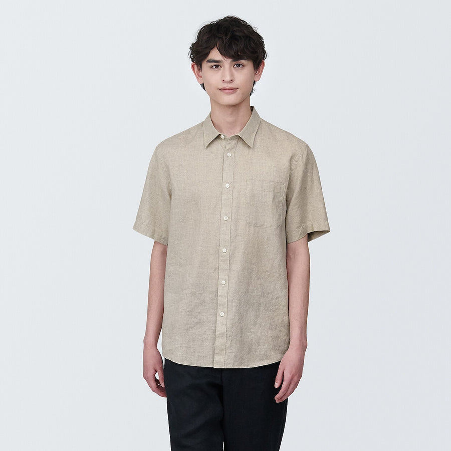 M's Linen washed S/S shirtWhiteXS