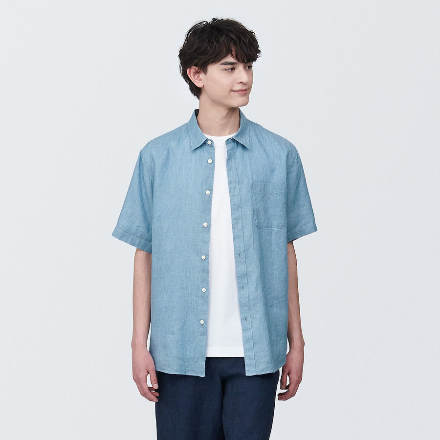 M's Linen washed S/S shirtWhiteXS