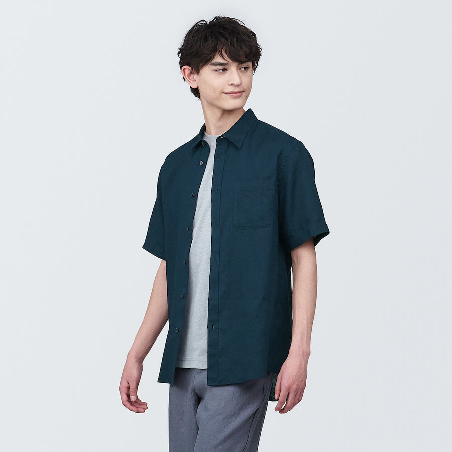 M's Linen washed S/S shirtWhiteXS