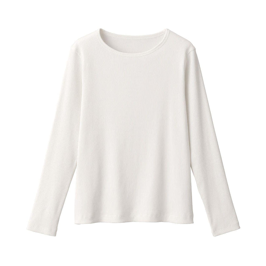 Women's Stretch ribbed Crew neck L/S T-shirtOff whiteXS