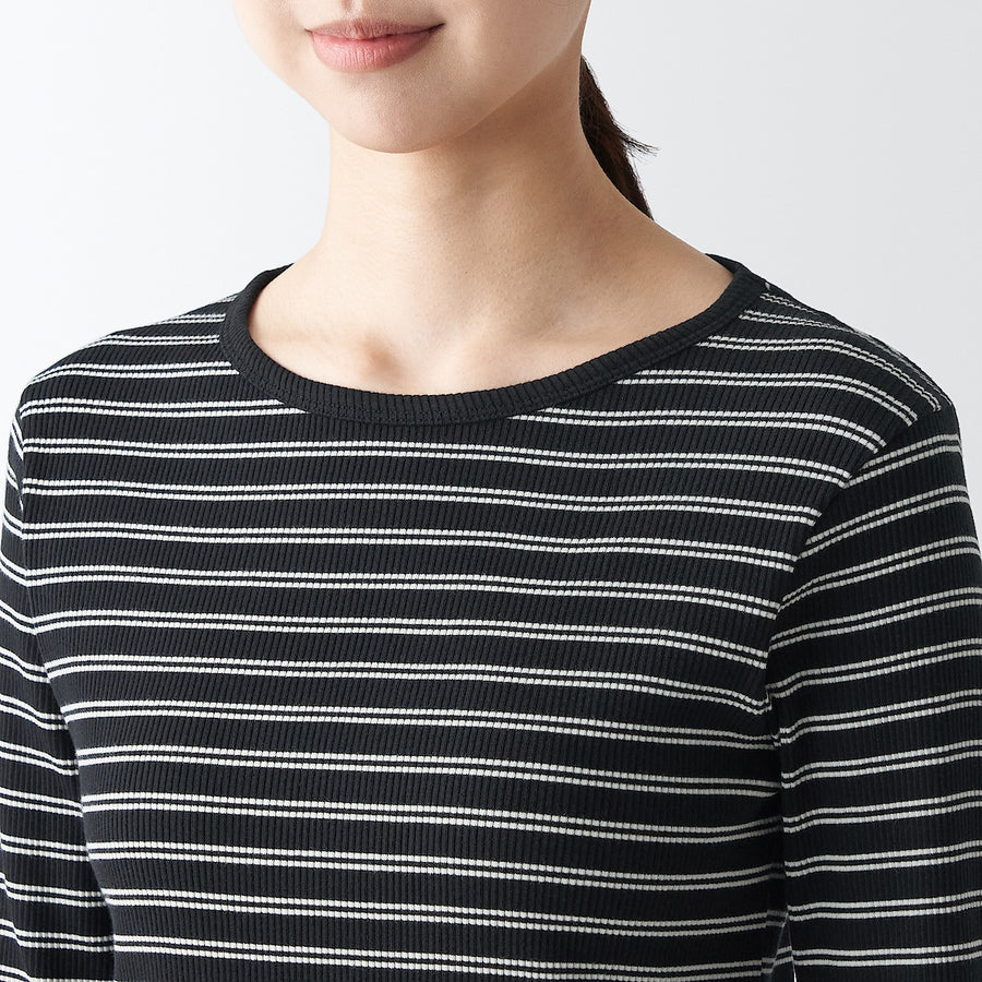 Women's Stretch ribbed Crew neck L/S T-shirtOff whiteXS