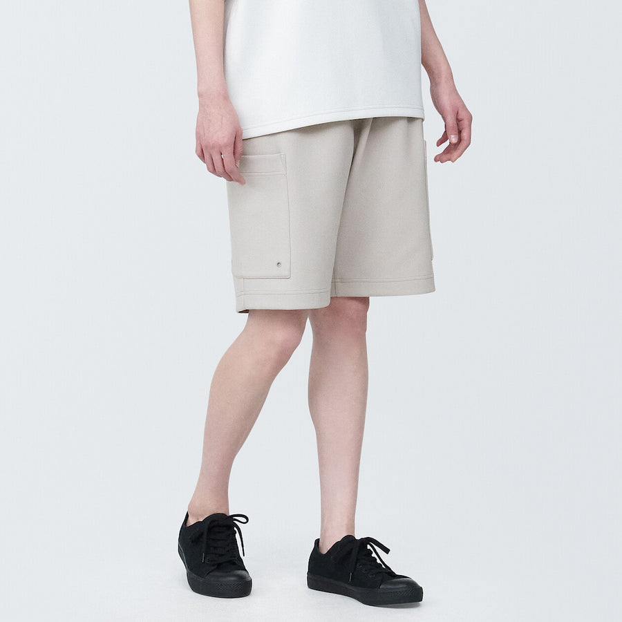 Water repellent double knitted cargo short pantsBlackXS