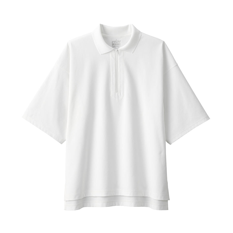 UV protection Quick dry zip up polo shirtOff whiteXS