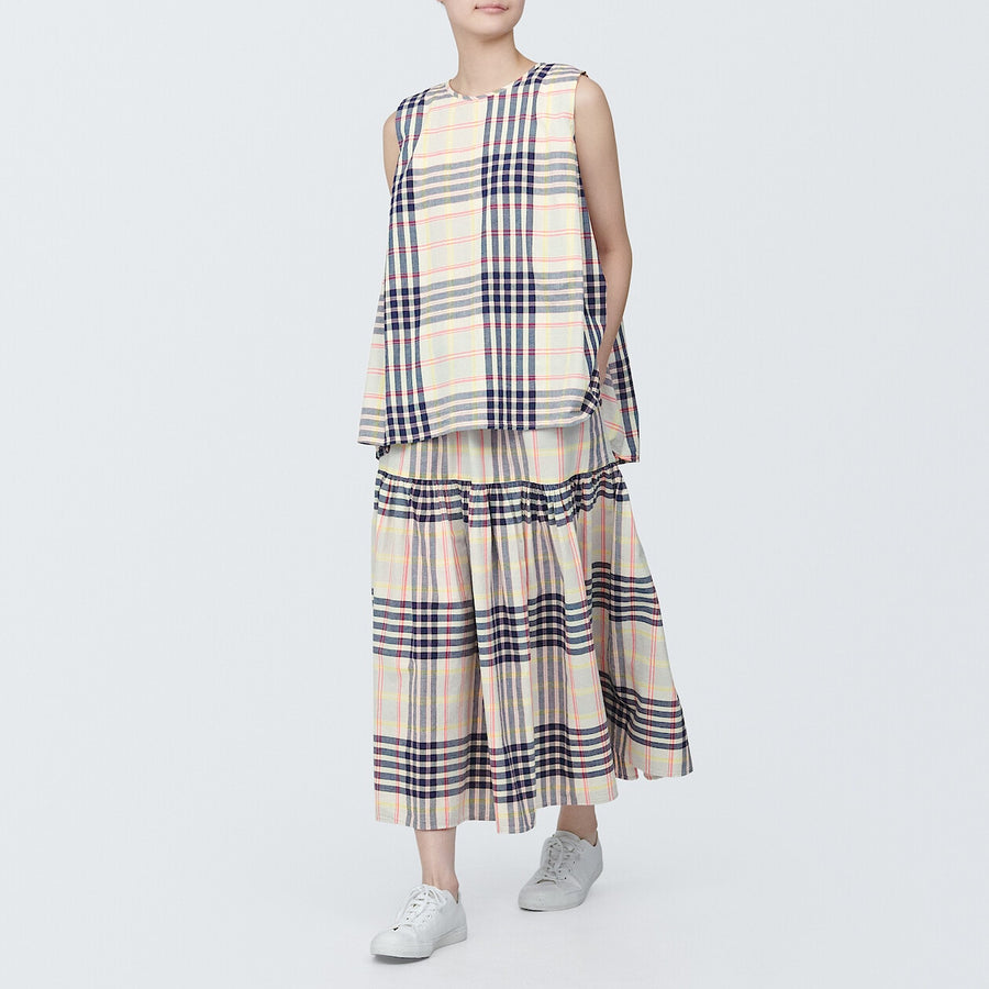 Women's Madras check Flare skirtIvory checkXS