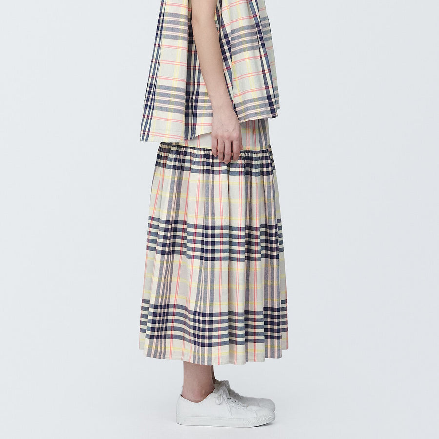 Women's Madras check Flare skirtIvory checkXS