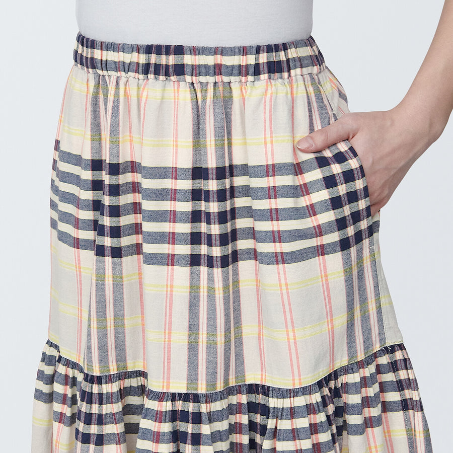 Women's Madras check Flare skirtIvory checkXS