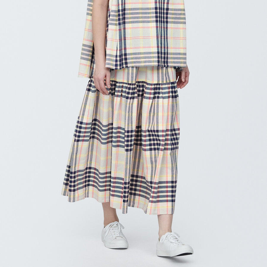 Women's Madras check Flare skirtIvory checkXS